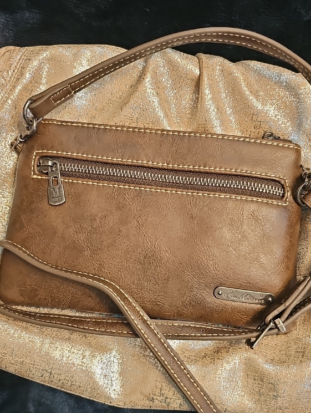 Montana West Turquoise and Brown Crossbody Bag - Picture 3 of 9